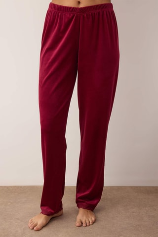 Pijama 3 peças em veludo - Bordô