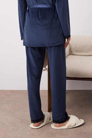 Pijama 3 peças em veludo - Azul-marinho