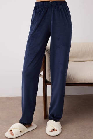 Pijama 3 peças em veludo - Azul-marinho