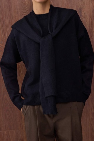 Camisola oversize - Azul-marinho