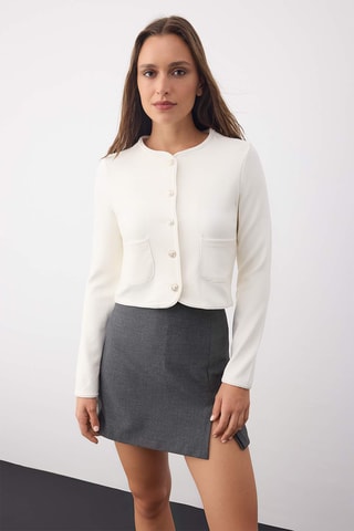 Casaco de malha regular - Cru