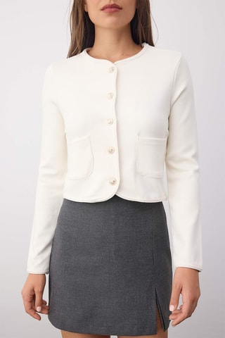 Casaco de malha regular - Cru