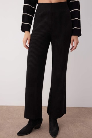 Camisola e calças wide legs de cintura subida - Preto