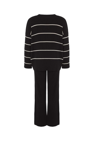 Camisola e calças wide legs de cintura subida - Preto