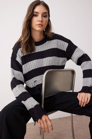 Camisola oversize - Cinzento e azul-marinho