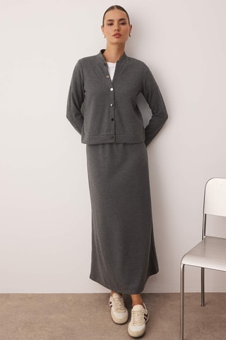 Casaco de malha e saia comprida - Cinzento mesclado