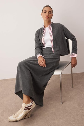 Casaco de malha e saia comprida - Cinzento mesclado