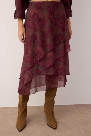 Saia com folhos - Bordô