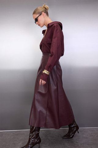 Saia comprida de cintura subida - Bordô