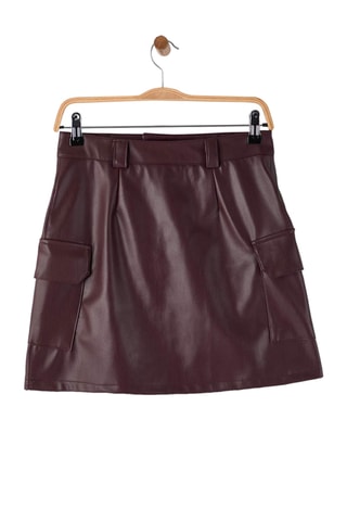 Saia direita de cintura subida - Bordô