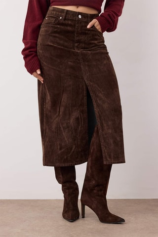 Saia midi de ganga - Castanho