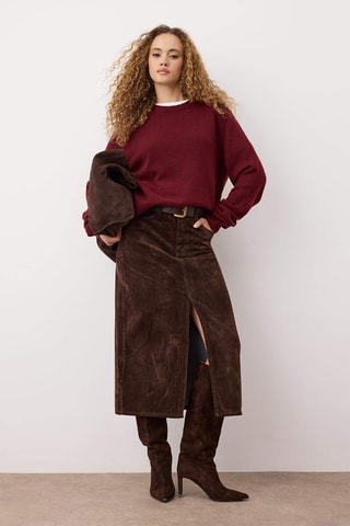 Saia midi de ganga - Castanho