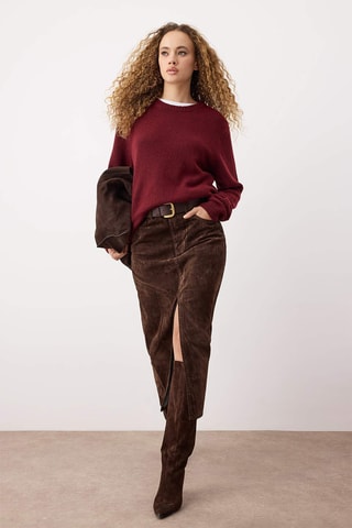 Saia midi de ganga - Castanho