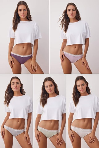 5 cuecas - Violeta, branco e malva