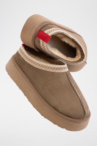 Mules fourrées - Taupe