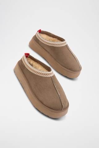 Mules fourrées - Taupe