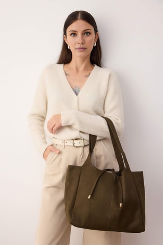 Mala shopper em nobuck - Caqui