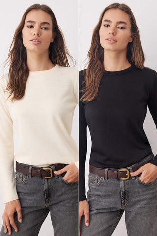 2 camisolas regular - Cru e preto