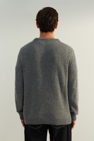 Camisola regular em lã - Cinzento