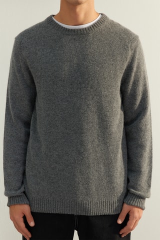 Camisola regular em lã - Cinzento