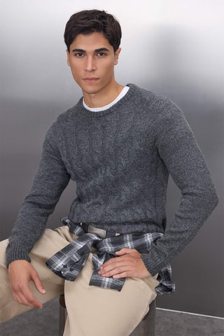 Camisola slim - Cinzento-escuro mesclado