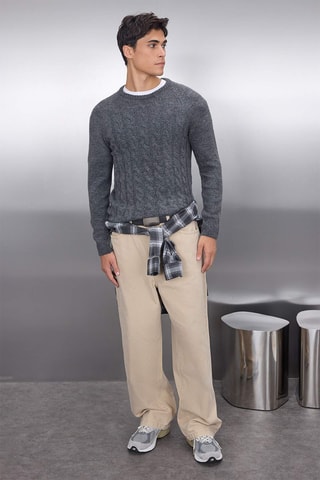 Camisola slim - Cinzento-escuro mesclado