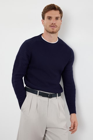 Camisola slim - Azul-marinho