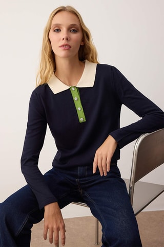 Camisola regular - Azul-marinho