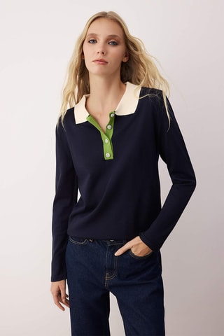 Camisola regular - Azul-marinho