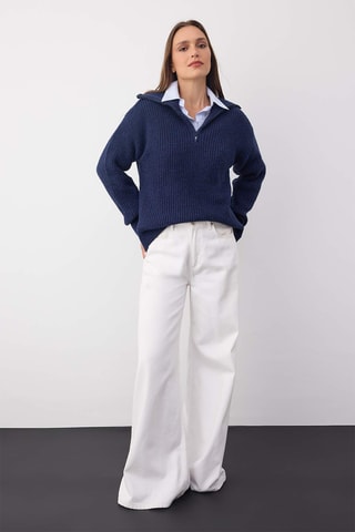 Camisola regular - Azul-marinho