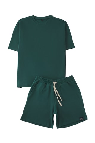 T-shirt regular e calções regular - Verde-escuro