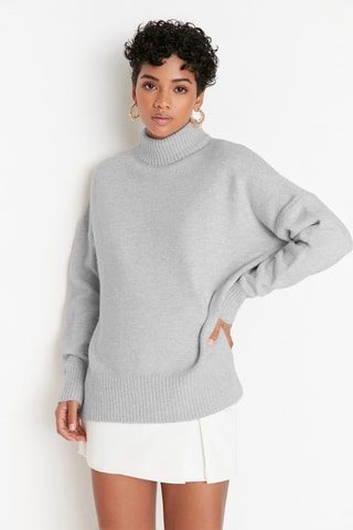 Camisola oversize - Cinzento-claro