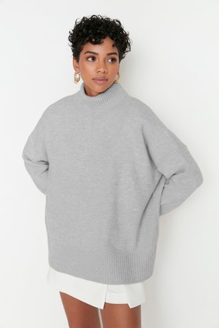 Camisola oversize - Cinzento-claro