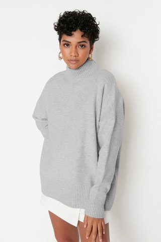 Camisola oversize - Cinzento-claro