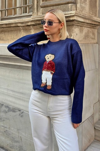 Camisola relaxed - Azul-marinho