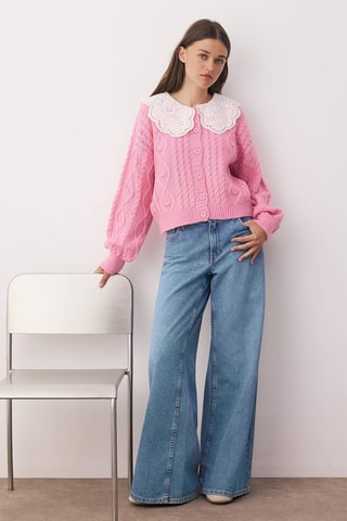 Casaco de malha regular - Rosa