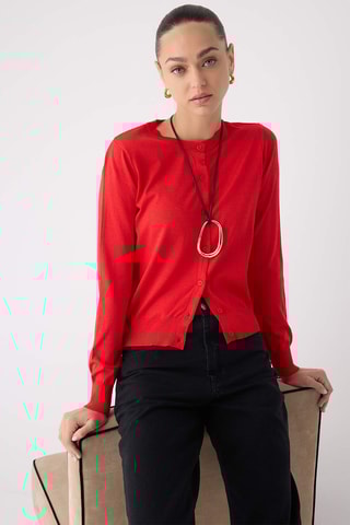 Casaco de malha regular - Vermelho