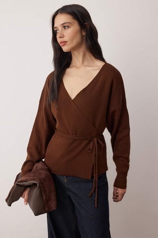 Casaco de malha oversize - Castanho