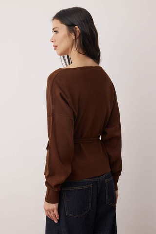 Casaco de malha oversize - Castanho