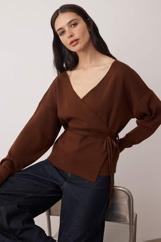 Casaco de malha oversize - Castanho