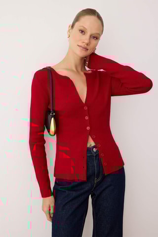 Casaco de malha slim - Bordô