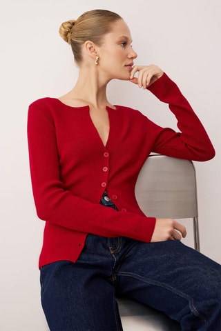 Casaco de malha slim - Bordô