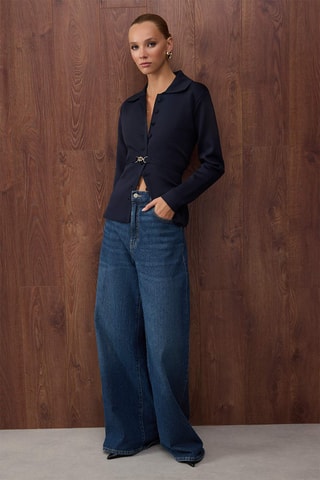 Casaco de malha regular - Azul-marinho