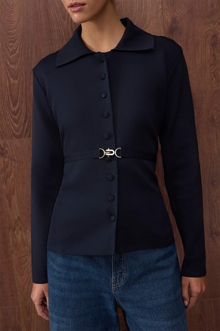 Casaco de malha regular - Azul-marinho