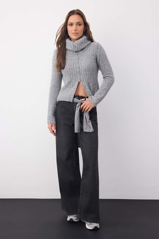 Casaco de malha regular - Cinzento