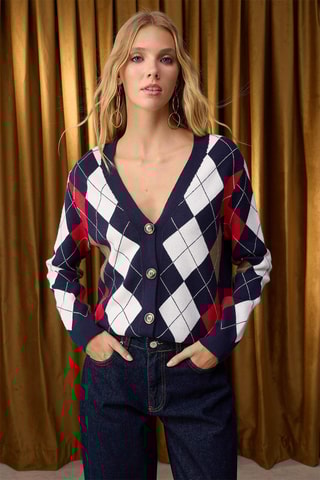 Casaco de malha regular - Azul-marinho