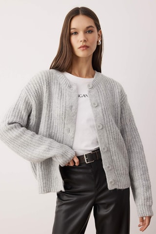 Casaco de malha regular - Cinzento-claro