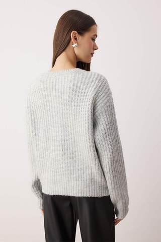 Casaco de malha regular - Cinzento-claro