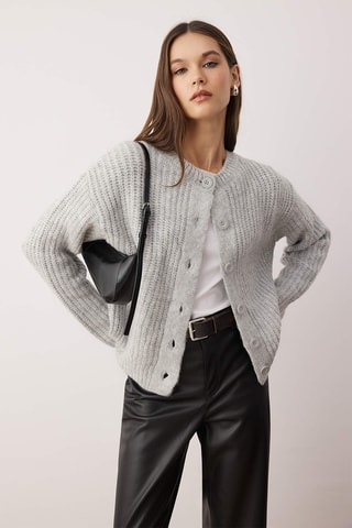 Casaco de malha regular - Cinzento-claro