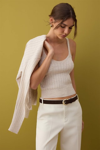 Casaco de malha regular e top regular - Bege